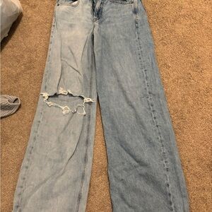 American Eagle Outfitters Light Blue Distressed Flare Jeans